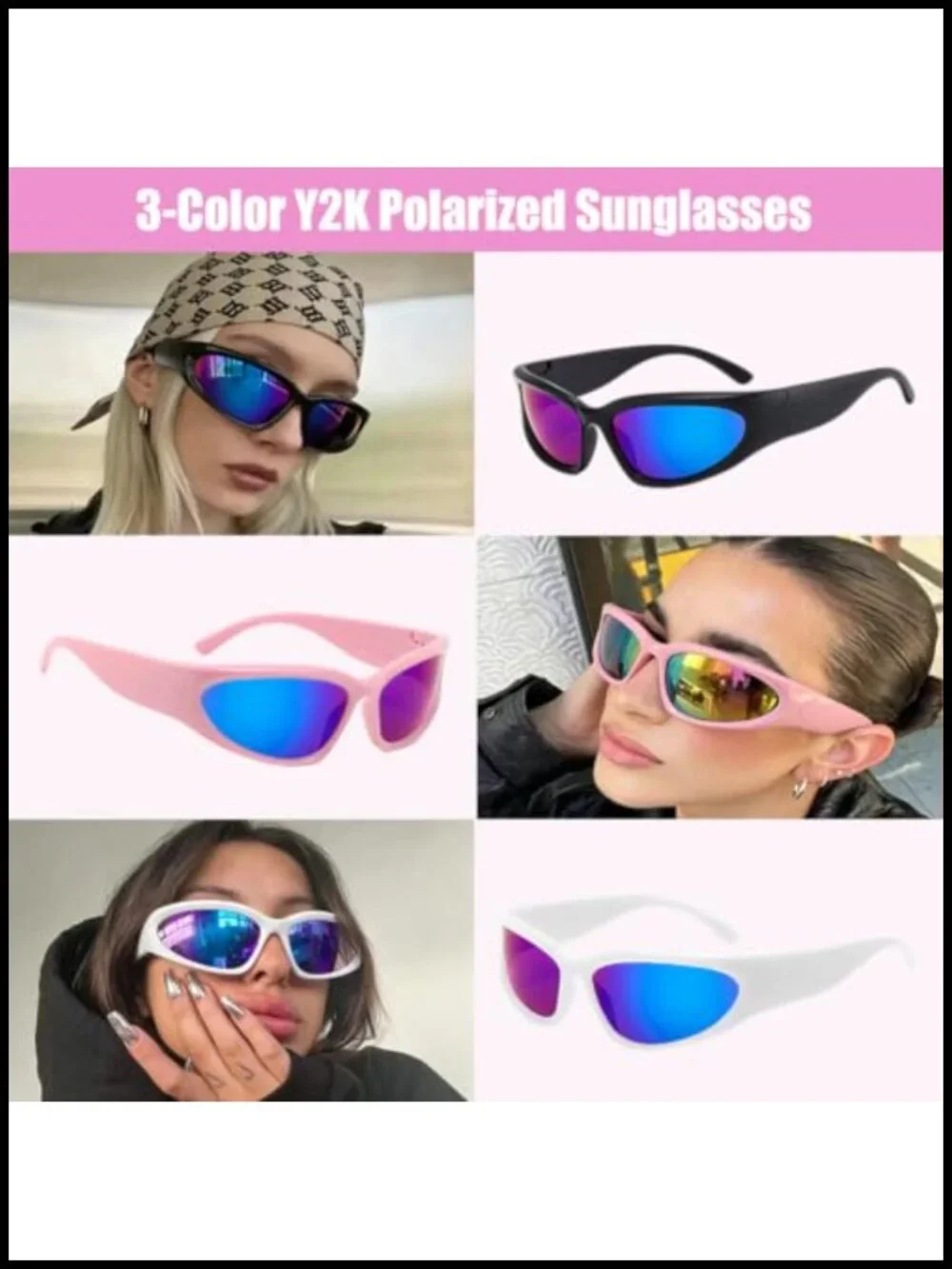 3-Piece Polarized Wrap Around Sunglasses UV400 Protection Sport Shades Unisex